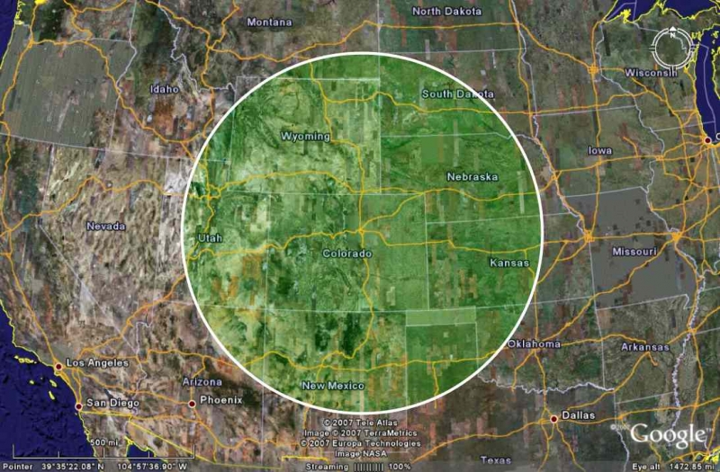 Denver area 500-mile radius