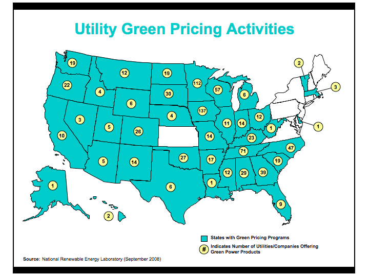 Utility green pricing map