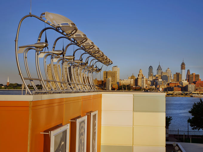 Wind turbines on parapet