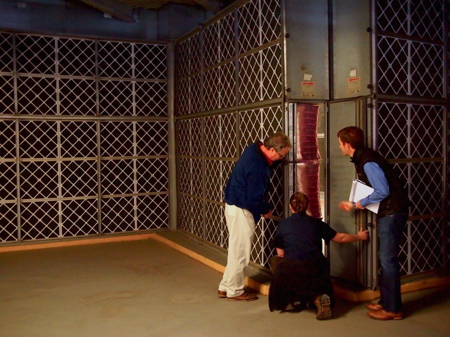 Building engineering team inspects the condition of filters during an audit walkthrough. | Photo – YR&G