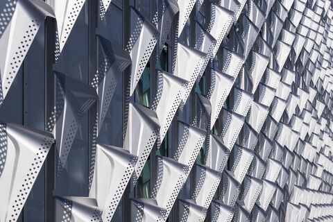 stainless steel facade of Harvard Science and Engineering Complex